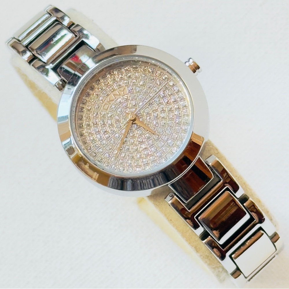 DKNY Glitz Glitter Dial Women's Watch Silver Stainless Bracelet NY-8891